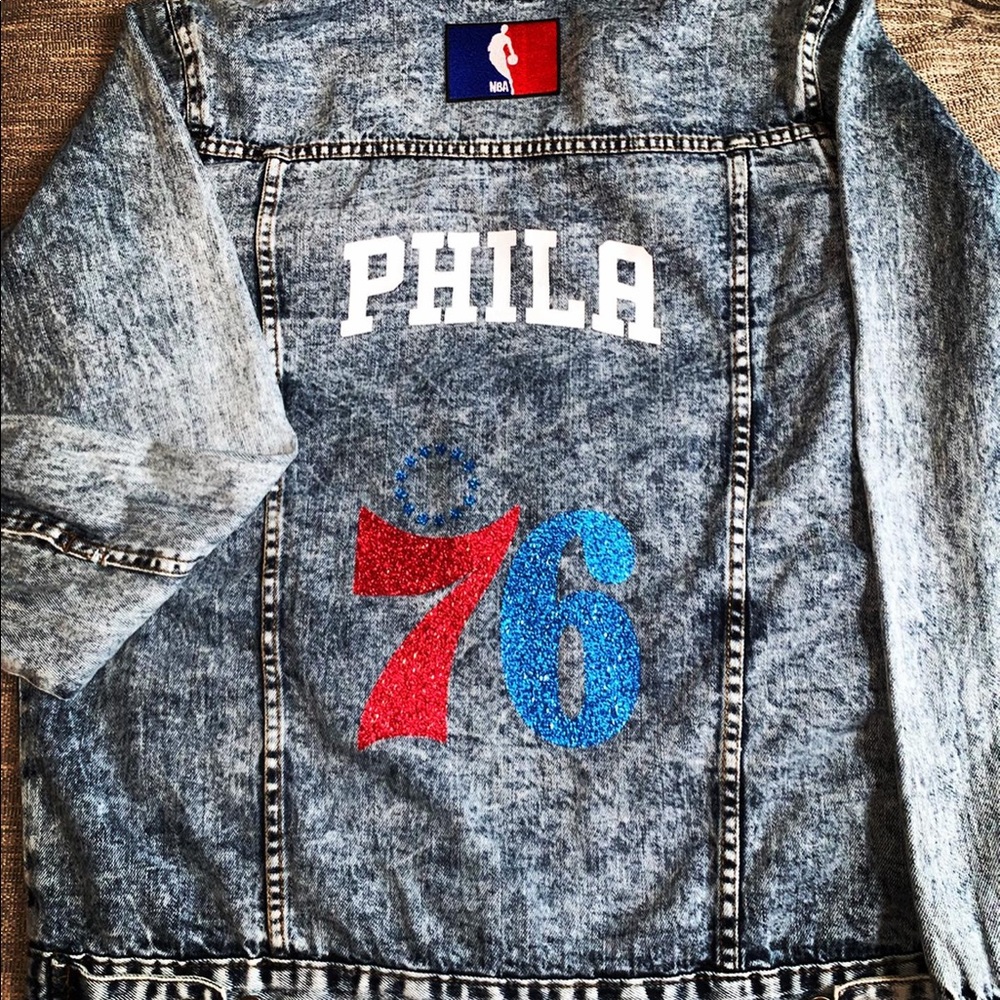 Custom NBA Philadelphia Sixers Jean‎ Jacket